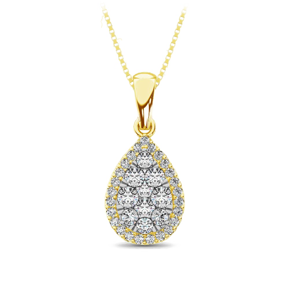 diamond pendant pear cut 0.67 carats 14kt gold with chain