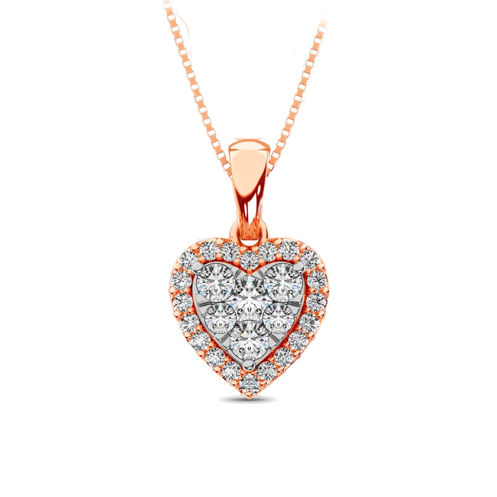 diamond pendant heart cut 0.67 carats 14kt gold with chain