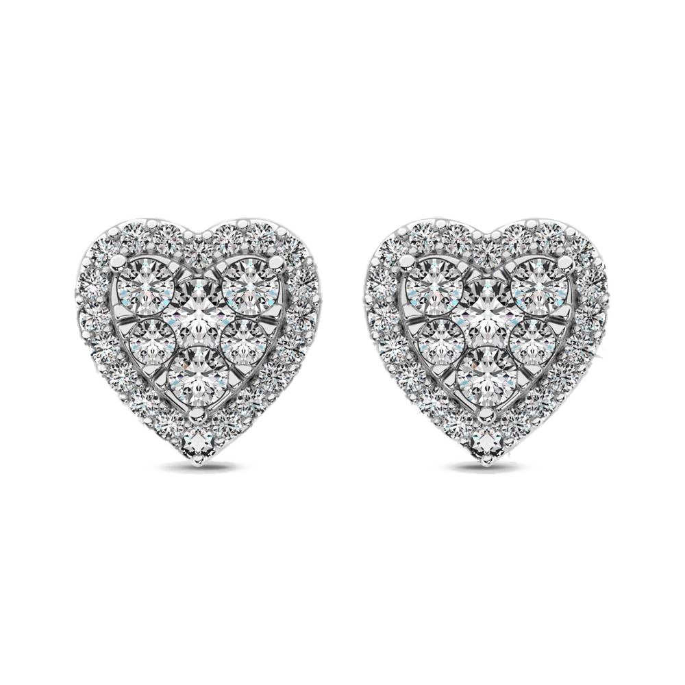 diamond stud earrings heart cut 0.75 carats 14kt gold
