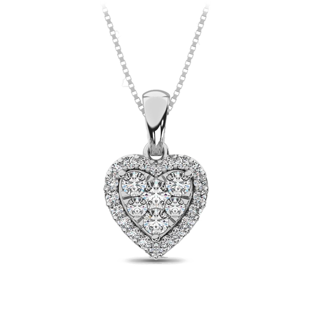 diamond pendant heart cut 0.67 carats 14kt gold with chain