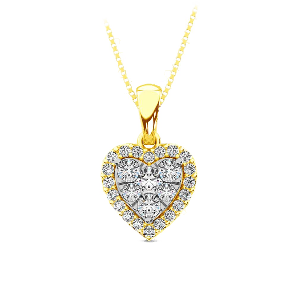 diamond pendant heart cut 0.67 carats 14kt gold with chain