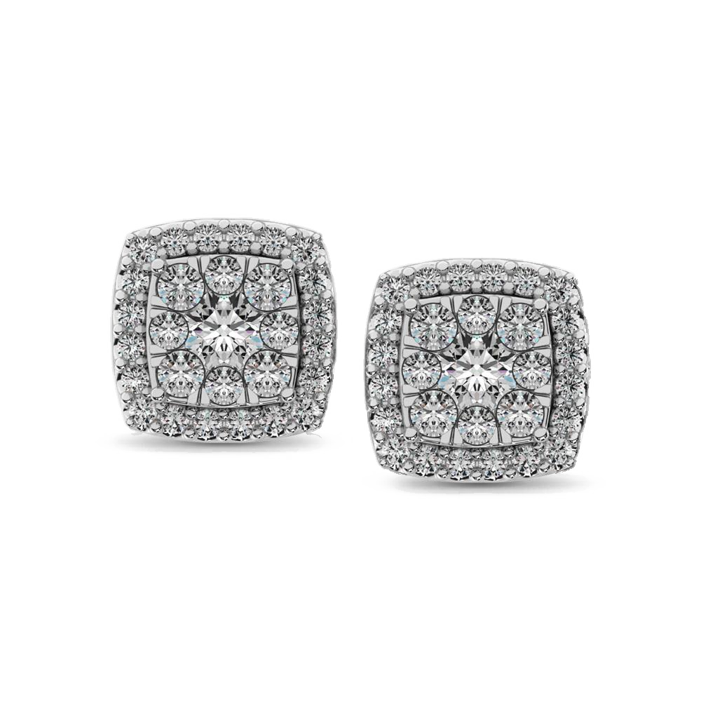 diamond stud earrings cushion cut 0.75 carats 14kt gold