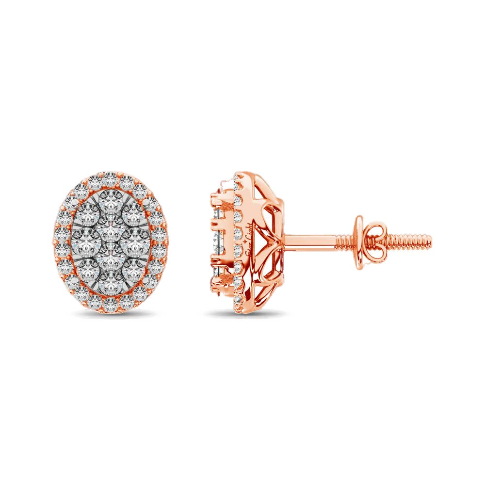diamond stud earrings oval cut 0.75 carats 14kt gold