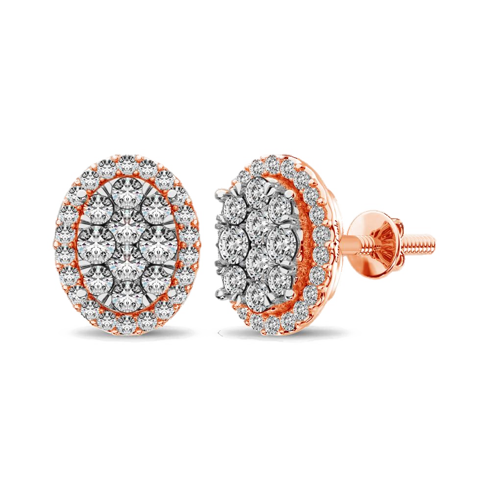 diamond stud earrings oval cut 0.75 carats 14kt gold