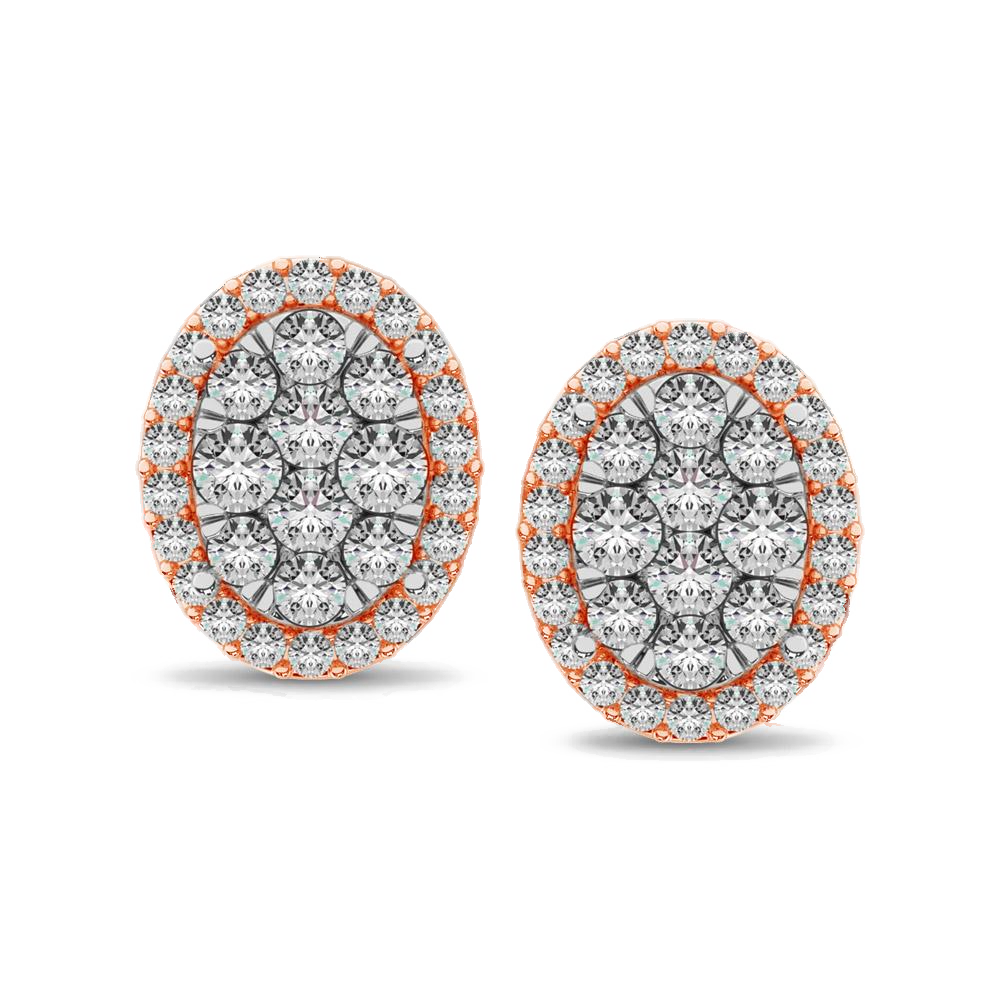 diamond stud earrings oval cut 0.75 carats 14kt gold