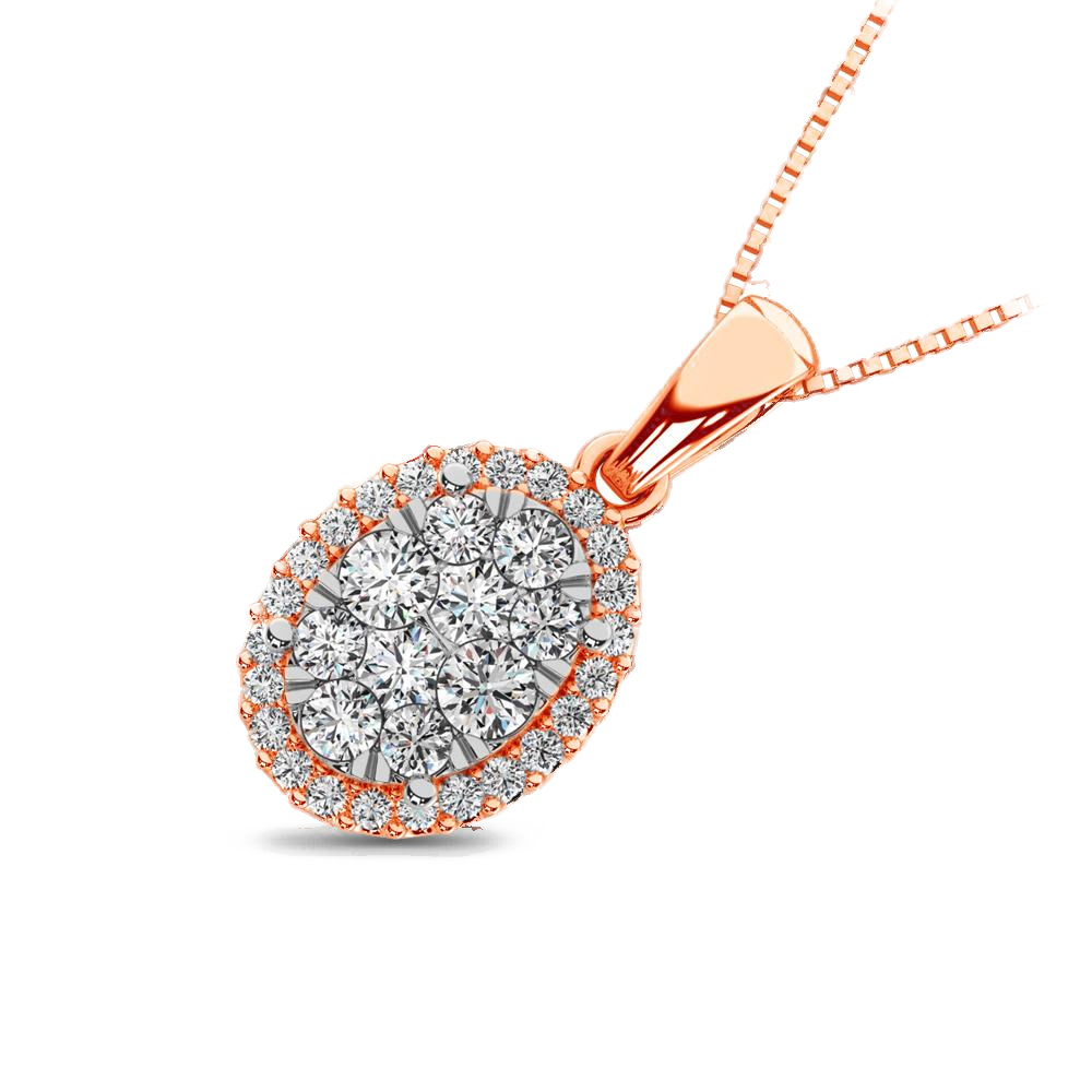 diamond pendant oval cut 0.67 carats 14kt gold with chain
