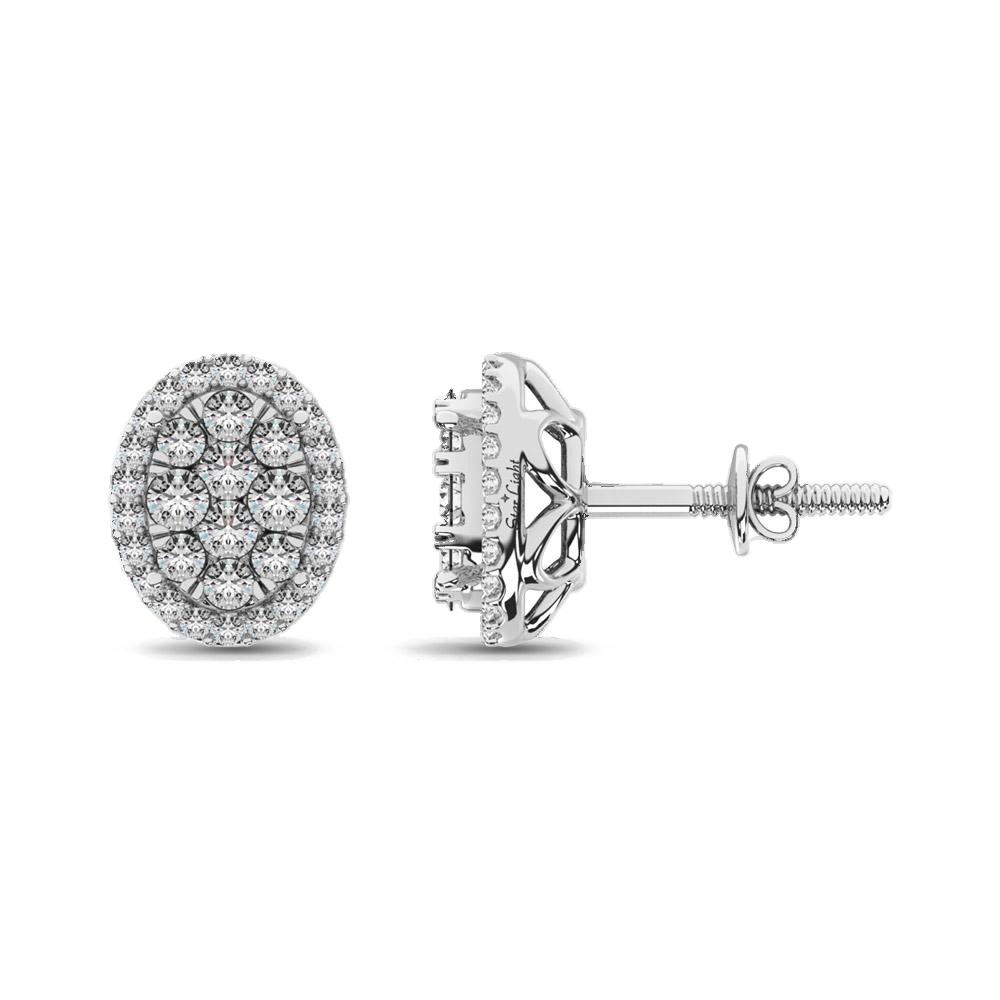 diamond stud earrings oval cut 0.75 carats 14kt gold