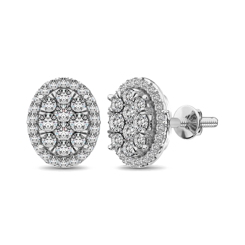 diamond stud earrings oval cut 0.75 carats 14kt gold