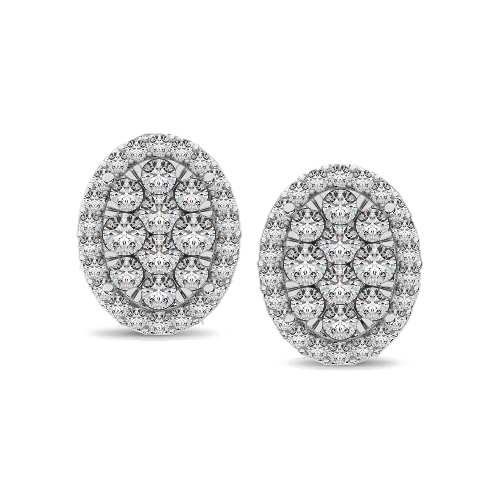 diamond stud earrings oval cut 0.75 carats 14kt gold