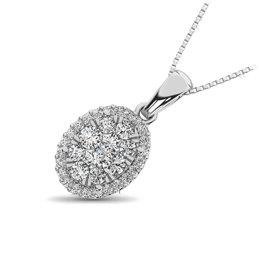 diamond pendant oval cut 0.67 carats 14kt gold with chain
