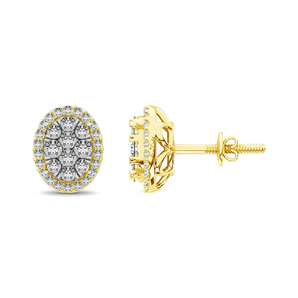diamond stud earrings oval cut 0.75 carats 14kt gold