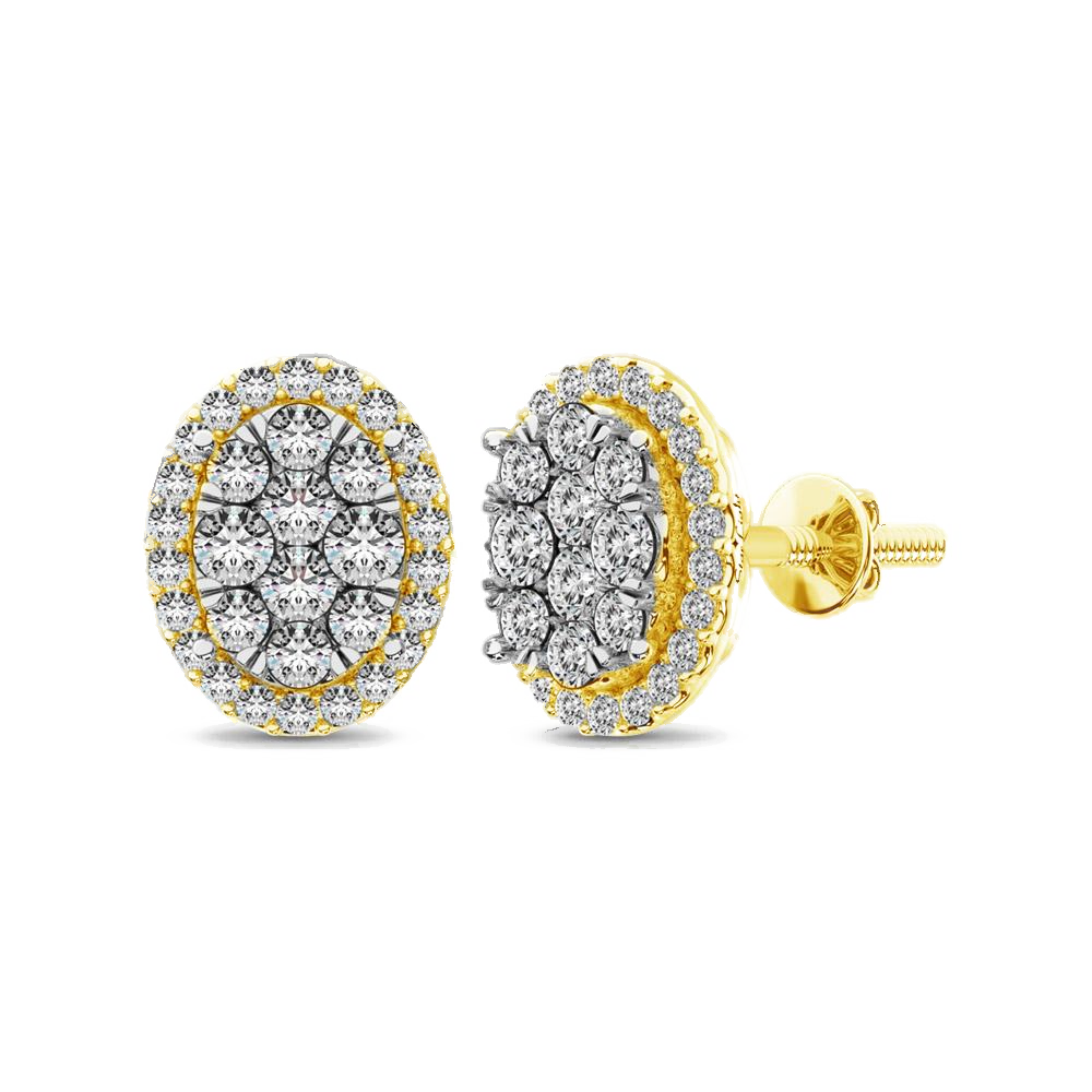 diamond stud earrings oval cut 0.75 carats 14kt gold