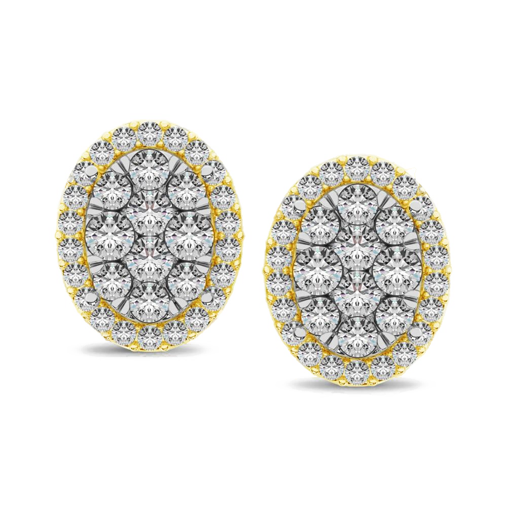 diamond stud earrings oval cut 0.75 carats 14kt gold