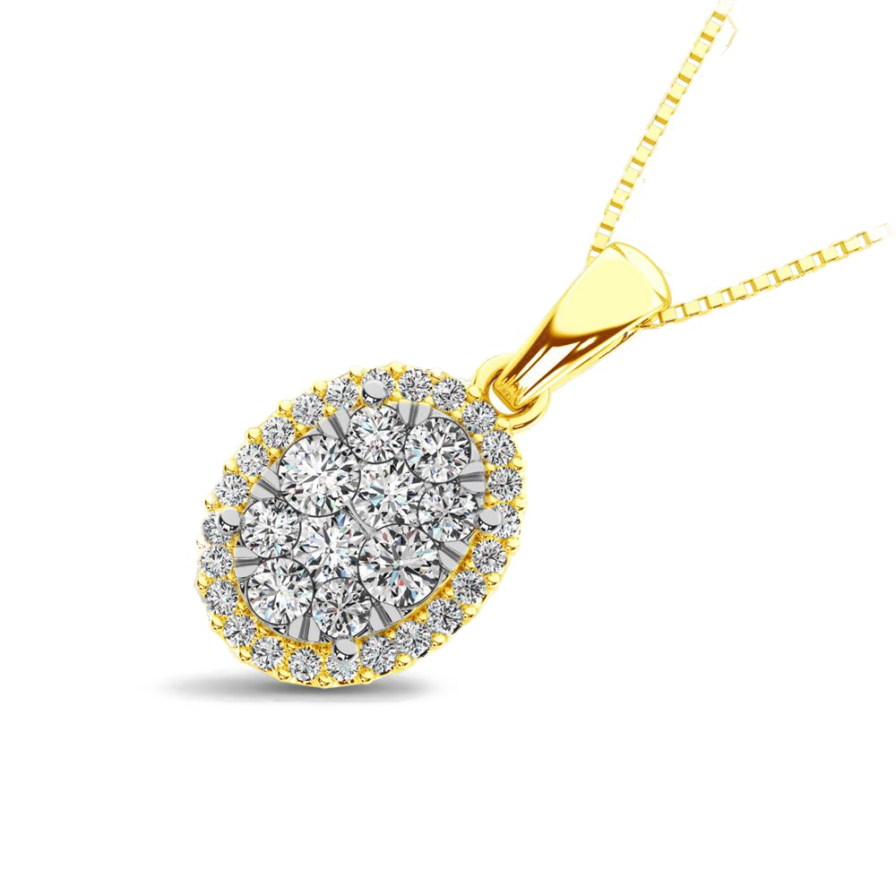 diamond pendant oval cut 0.67 carats 14kt gold with chain