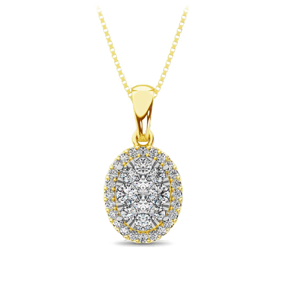 diamond pendant oval cut 0.67 carats 14kt gold with chain