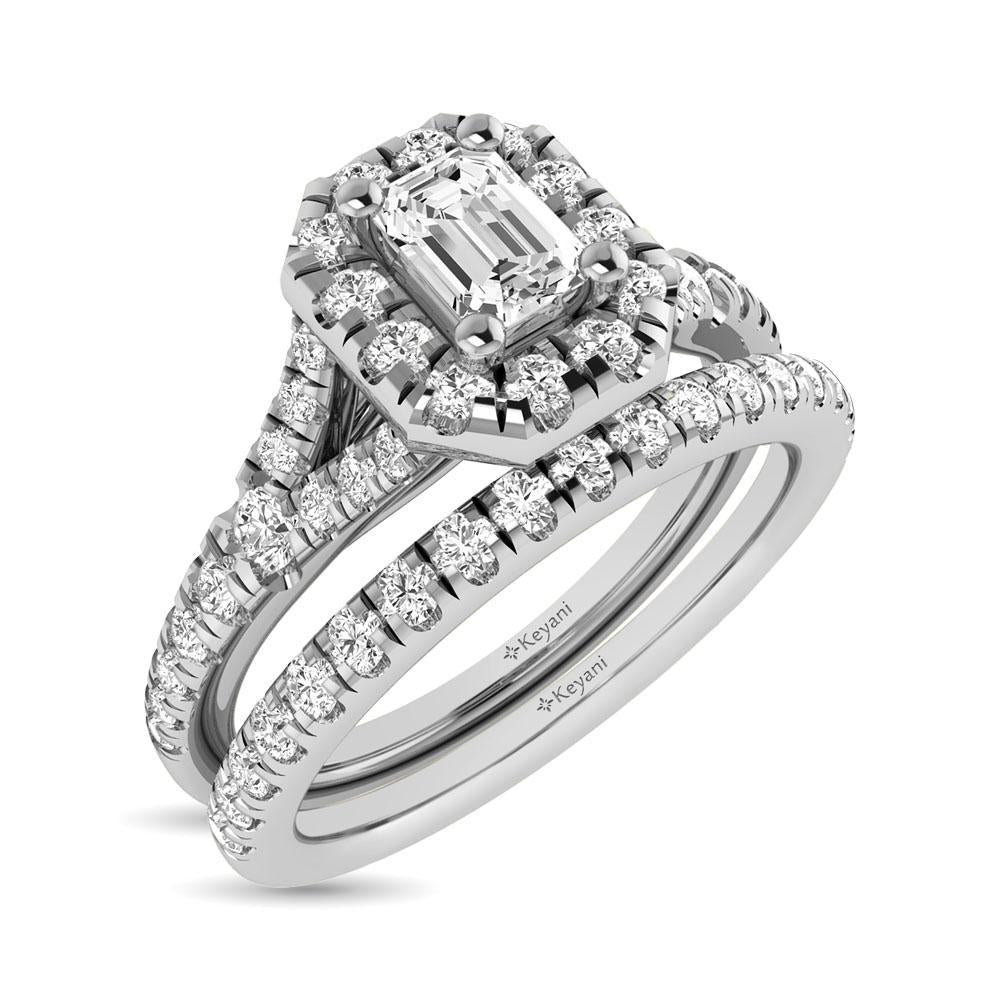 diamond twist shank single halo bridal ring 1.00 carat 14kt gold