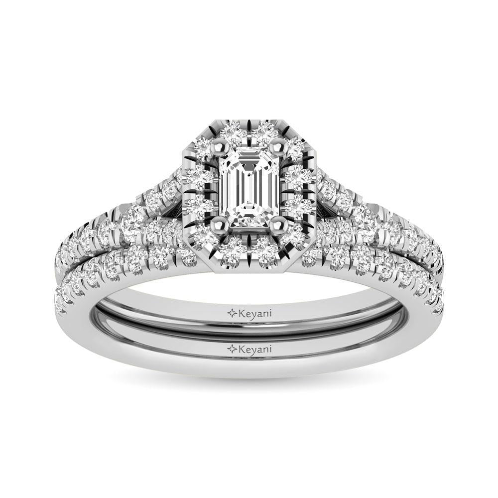 diamond twist shank single halo bridal ring 1.00 carat 14kt gold