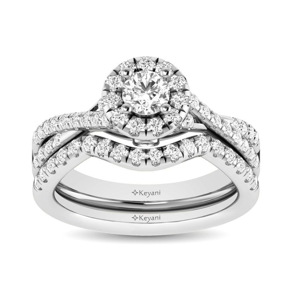diamond twist shank single halo bridal ring 1.00 carat 14kt gold