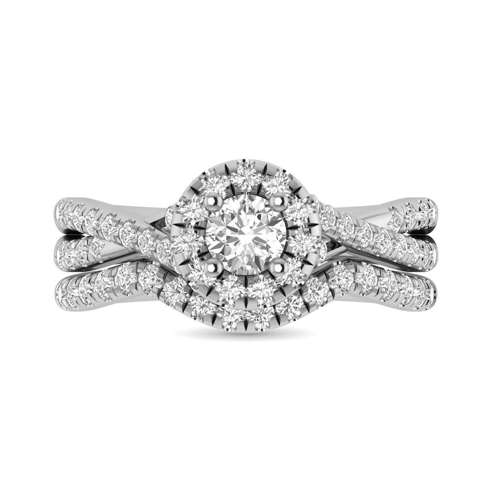 diamond twist shank single halo bridal ring 1.00 carat 14kt gold