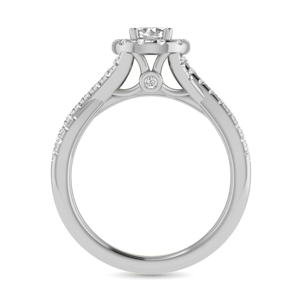 diamond twist shank single halo bridal ring 1.00 carat 14kt gold