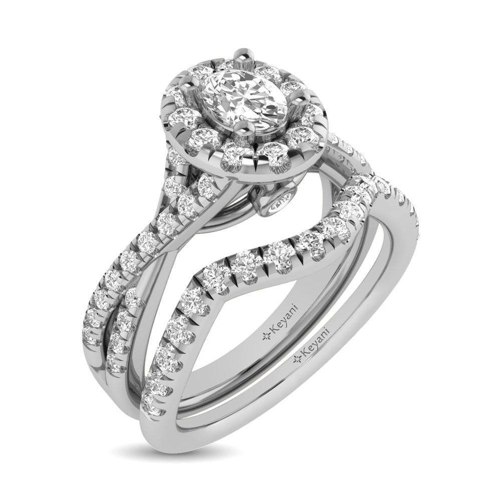 diamond twist shank single halo bridal ring 1.00 carat 14kt gold