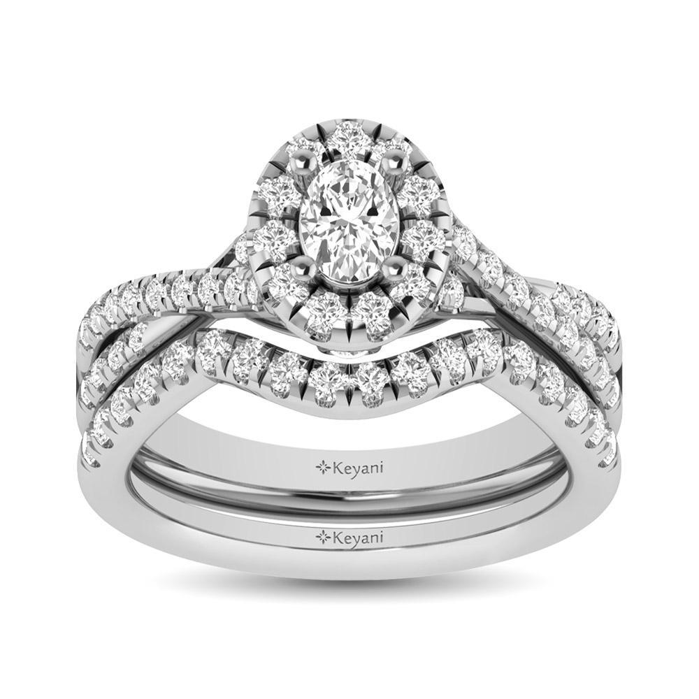 diamond twist shank single halo bridal ring 1.00 carat 14kt gold