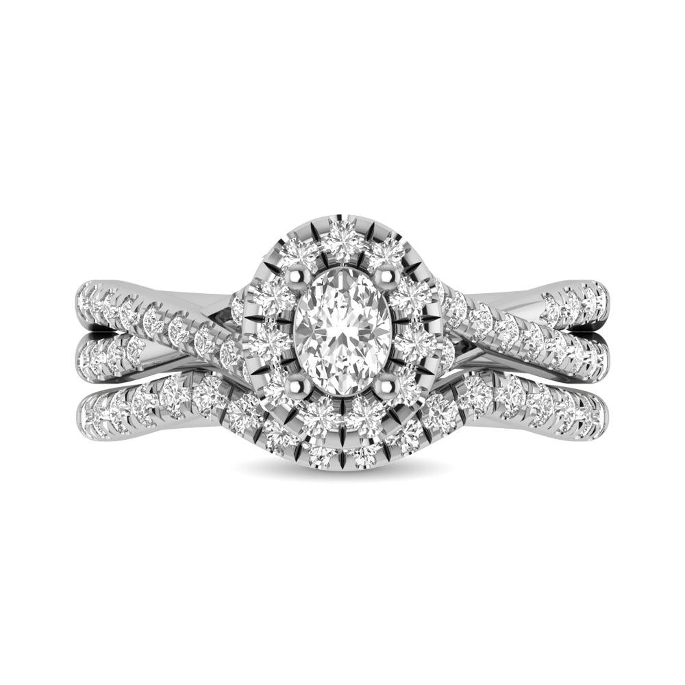 diamond twist shank single halo bridal ring 1.00 carat 14kt gold