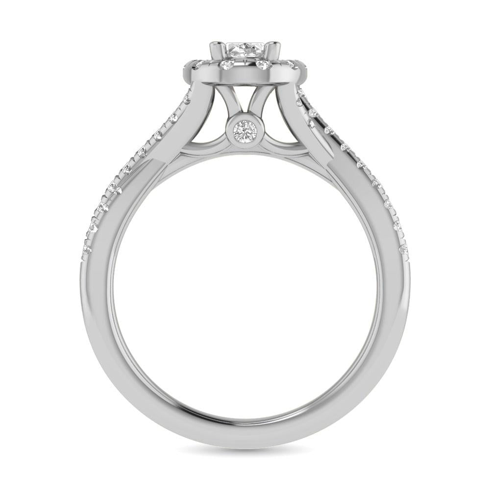 diamond twist shank single halo bridal ring 1.00 carat 14kt gold