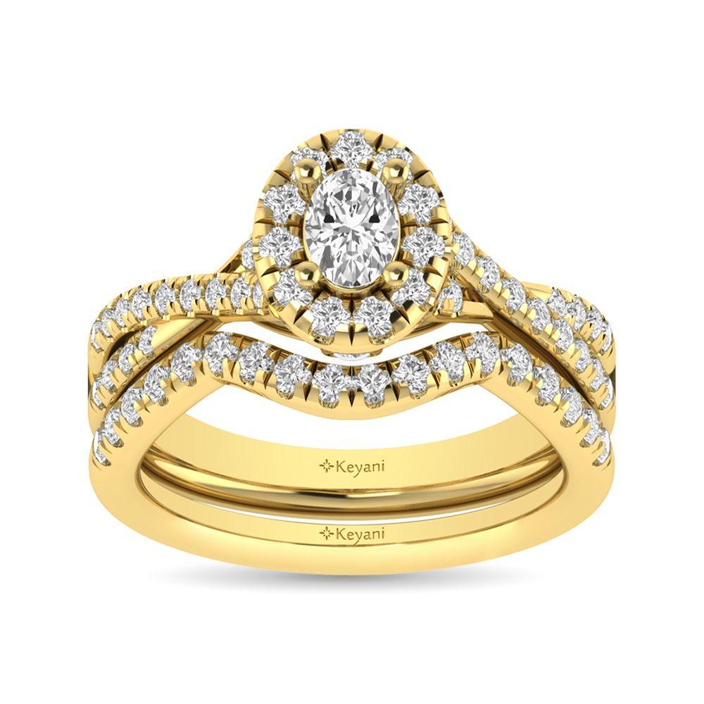 diamond twist shank single halo bridal ring 1.00 carat 14kt gold