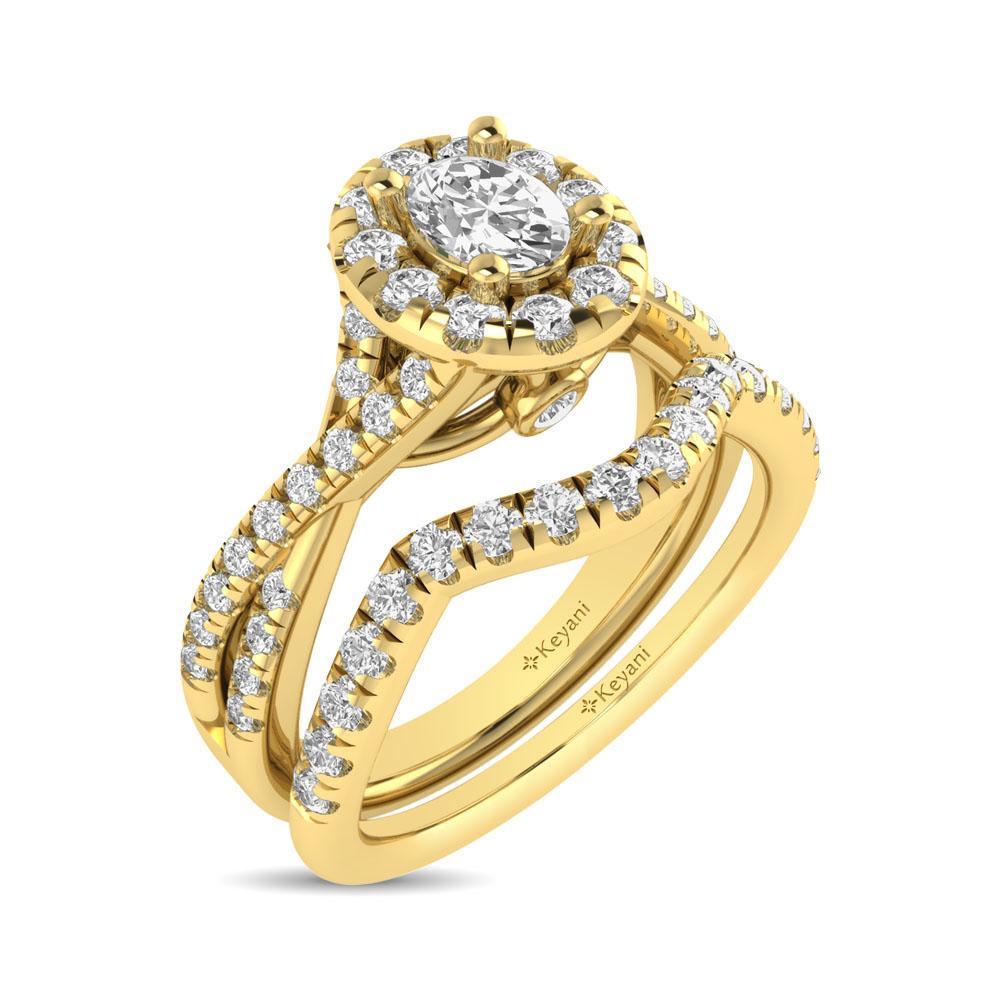 diamond twist shank single halo bridal ring 1.00 carat 14kt gold