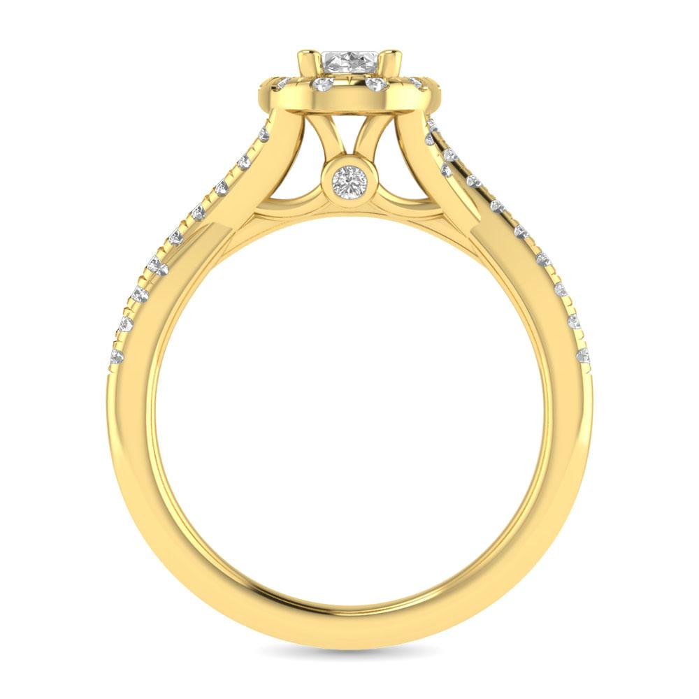 diamond twist shank single halo bridal ring 1.00 carat 14kt gold