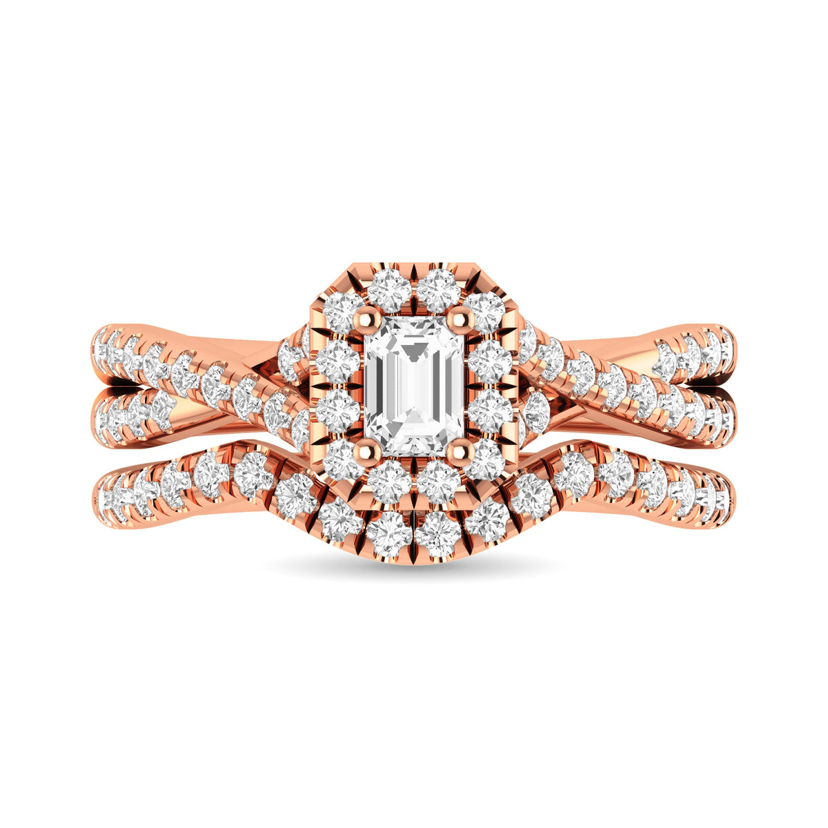 diamond twist shank single halo bridal ring 1.00 carat 14kt gold