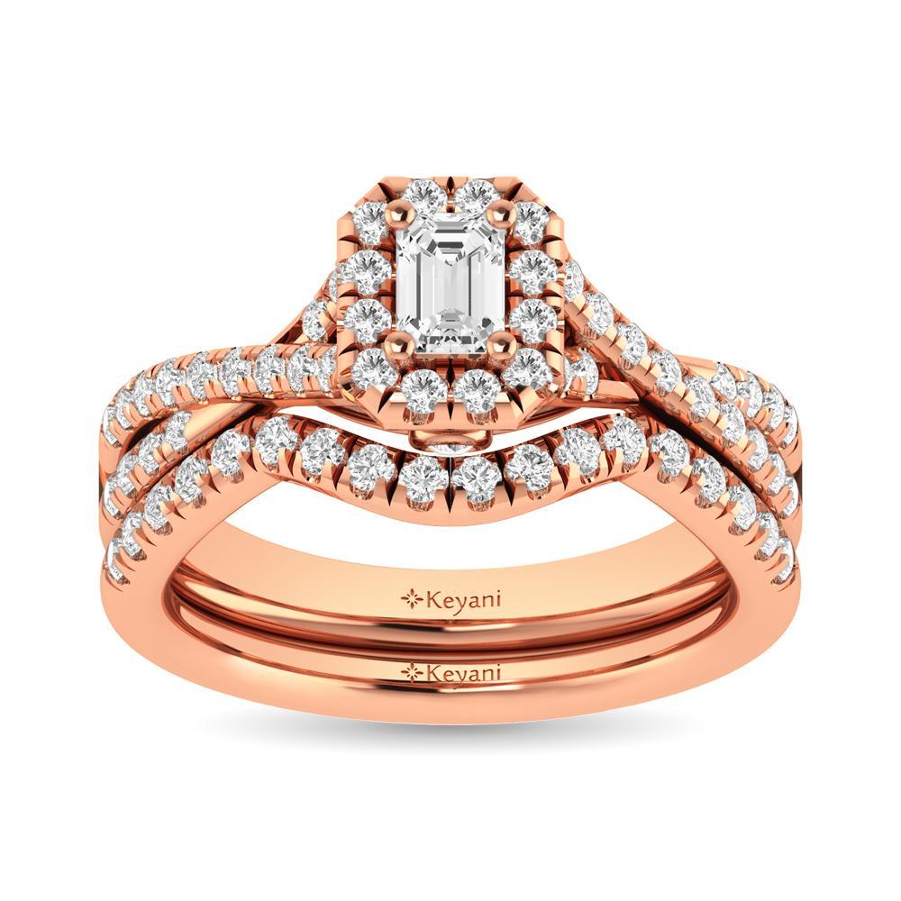 diamond twist shank single halo bridal ring 1.00 carat 14kt gold