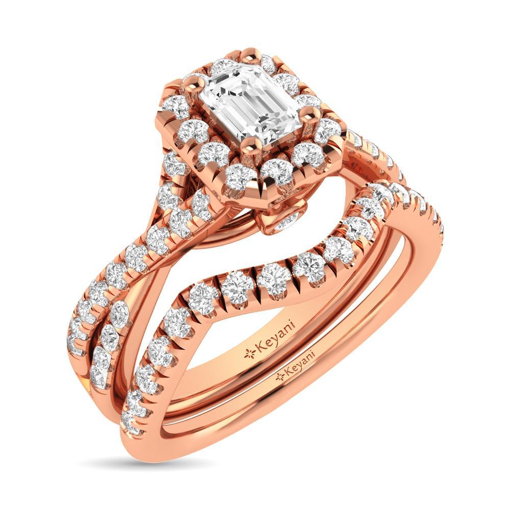 diamond twist shank single halo bridal ring 1.00 carat 14kt gold
