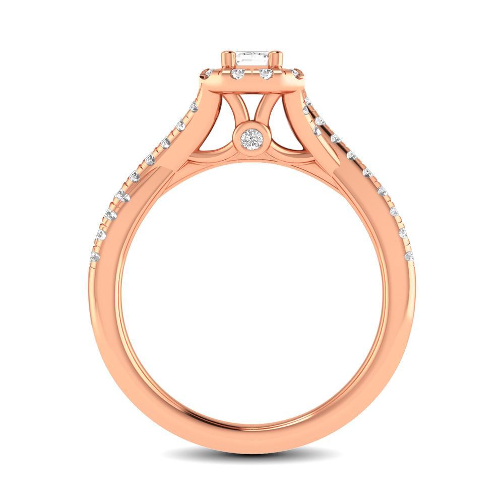 diamond twist shank single halo bridal ring 1.00 carat 14kt gold