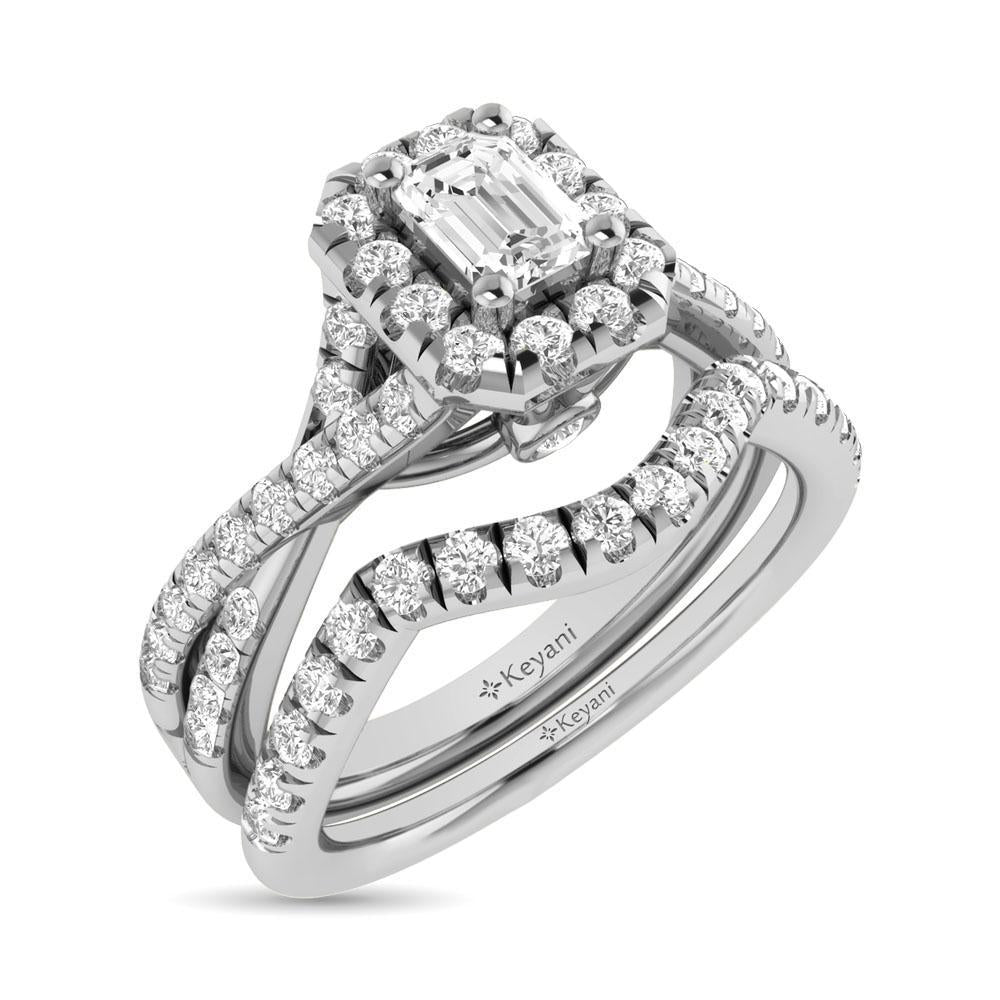 diamond twist shank single halo bridal ring 1.00 carat 14kt gold