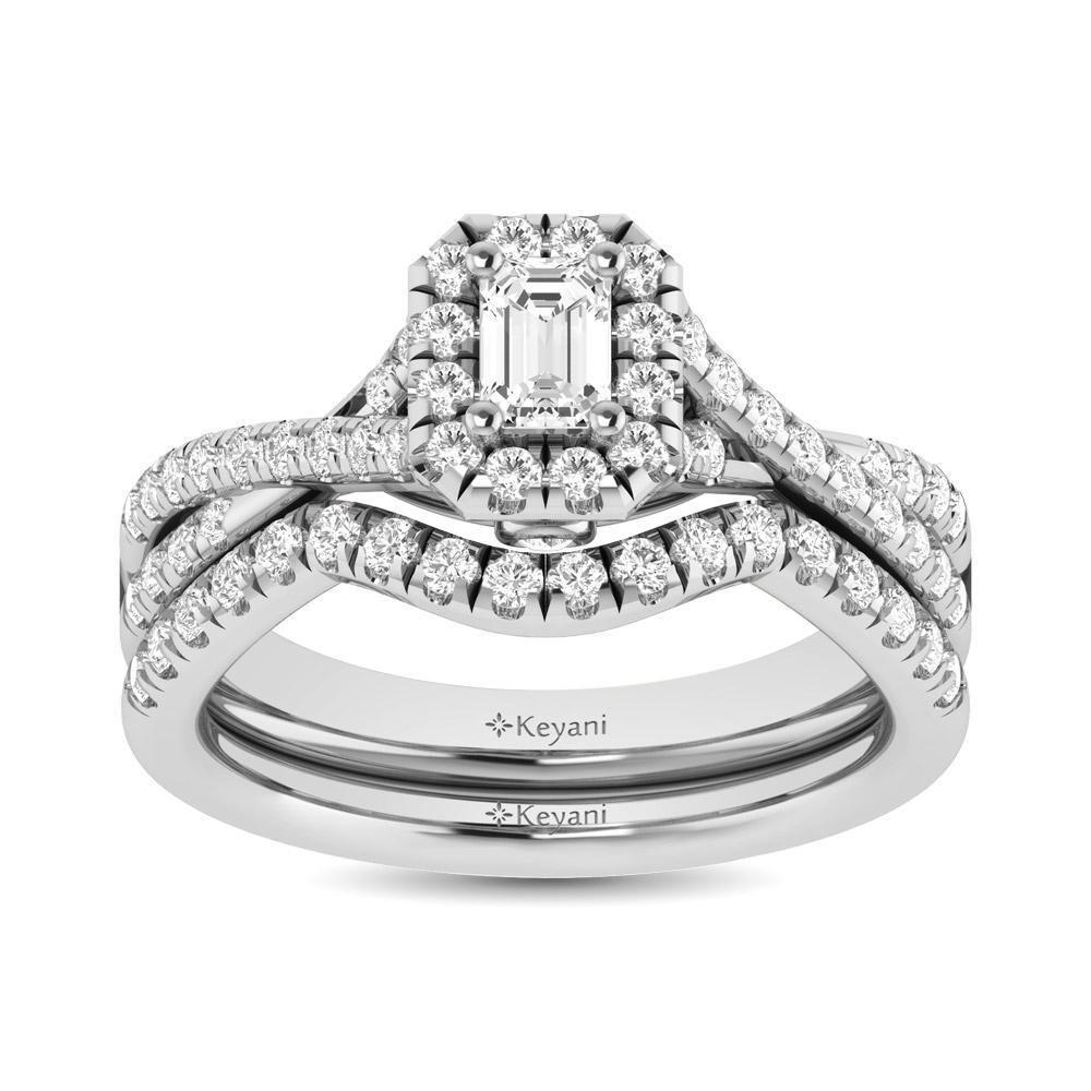 diamond twist shank single halo bridal ring 1.00 carat 14kt gold
