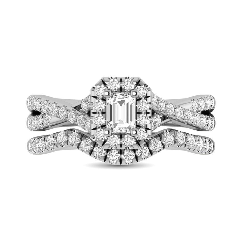 diamond twist shank single halo bridal ring 1.00 carat 14kt gold