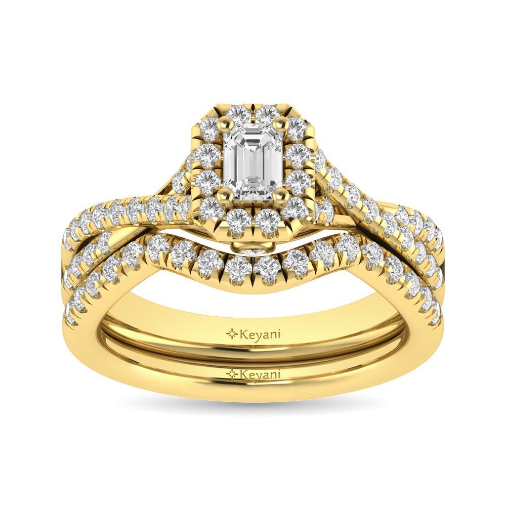 diamond twist shank single halo bridal ring 1.00 carat 14kt gold