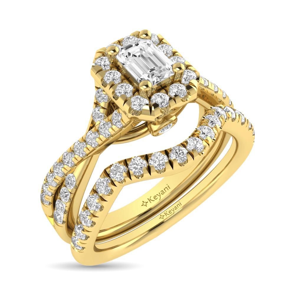 diamond twist shank single halo bridal ring 1.00 carat 14kt gold