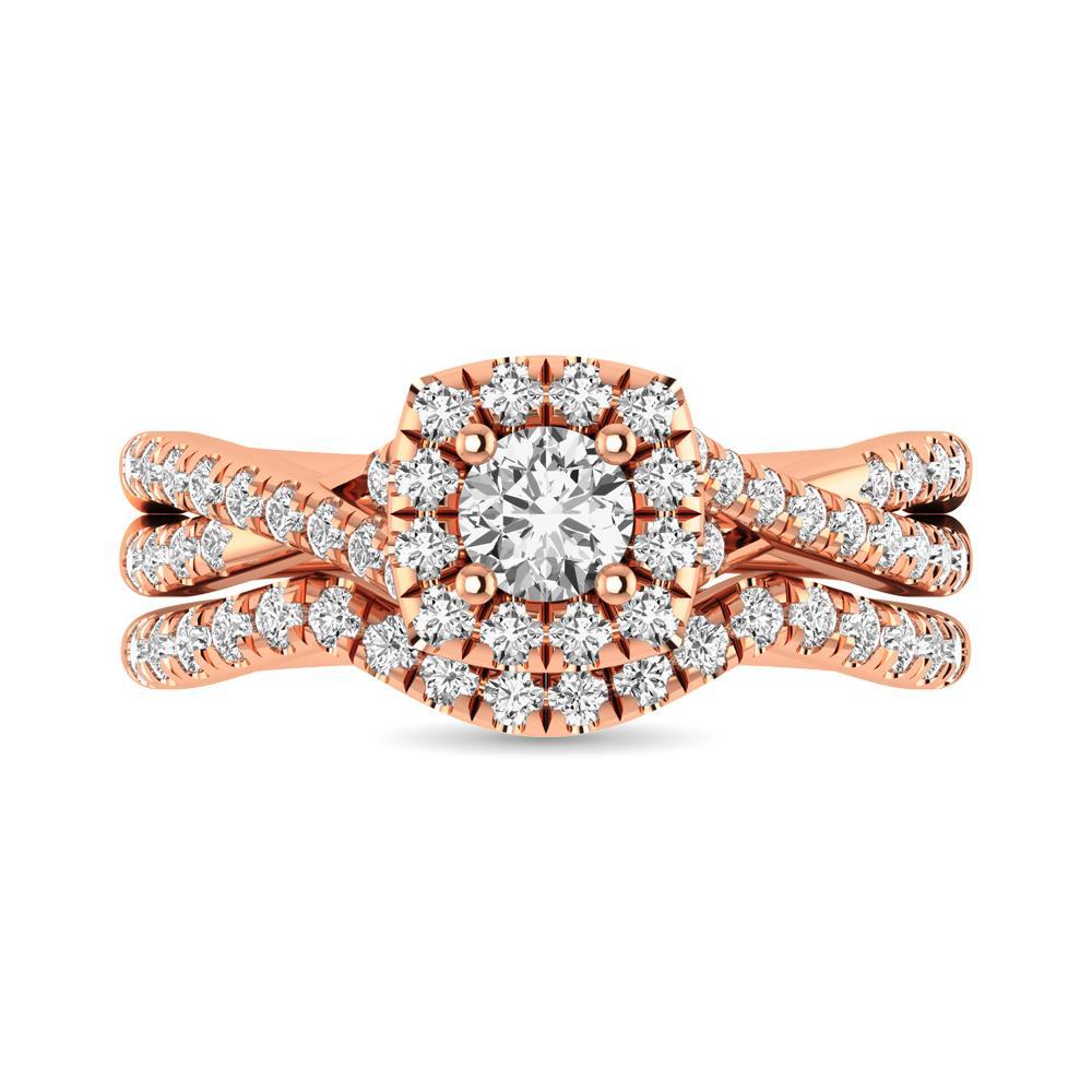 diamond twist shank single halo bridal ring 1.00 carat 14kt gold