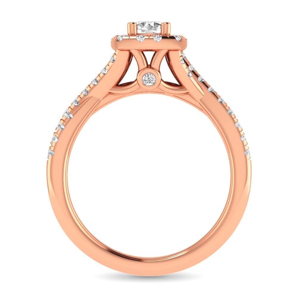 diamond twist shank single halo bridal ring 1.00 carat 14kt gold