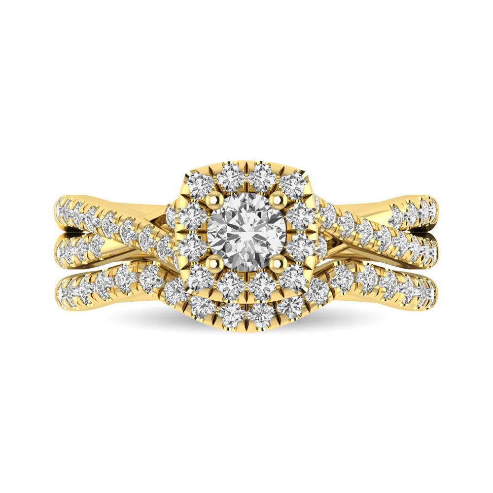 diamond twist shank single halo bridal ring 1.00 carat 14kt gold