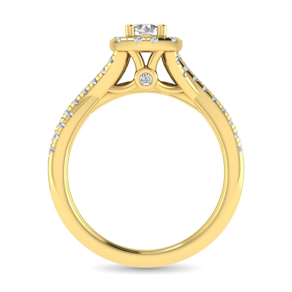 diamond twist shank single halo bridal ring 1.00 carat 14kt gold