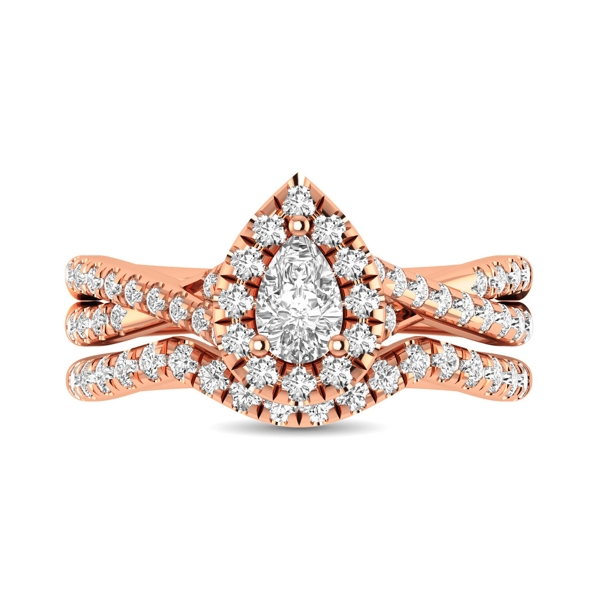 diamond twist shank single halo bridal ring 1.00 carat 14kt gold