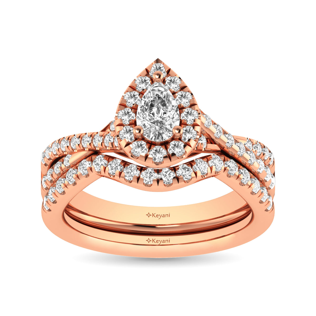 diamond twist shank single halo bridal ring 1.00 carat 14kt gold