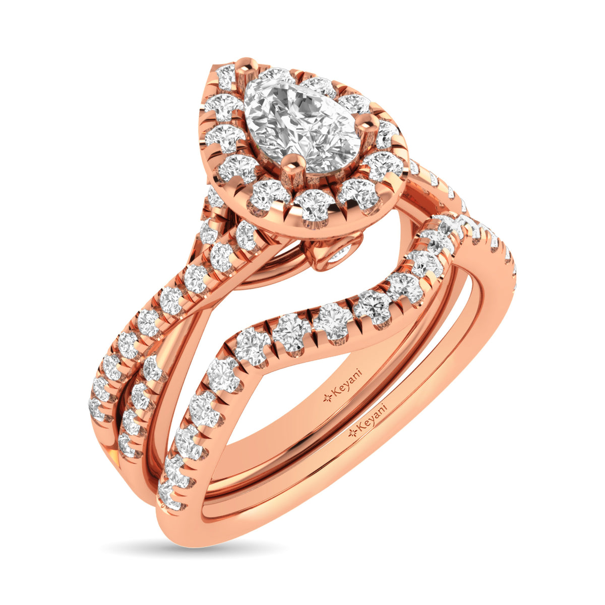 diamond twist shank single halo bridal ring 1.00 carat 14kt gold