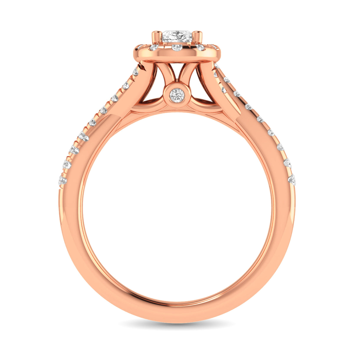 diamond twist shank single halo bridal ring 1.00 carat 14kt gold