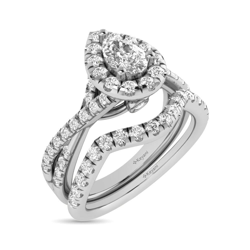 diamond twist shank single halo bridal ring 1.00 carat 14kt gold