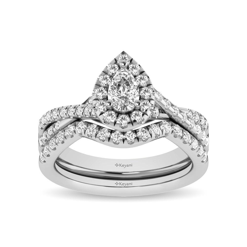 diamond twist shank single halo bridal ring 1.00 carat 14kt gold